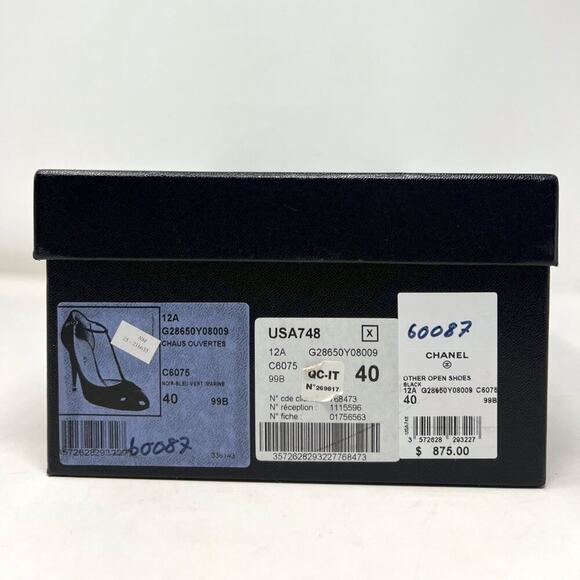 Chanel Black Cap-Toe Tweed T-Strap Mary Jane Pumps – Size 40 - Picture 10 of 11